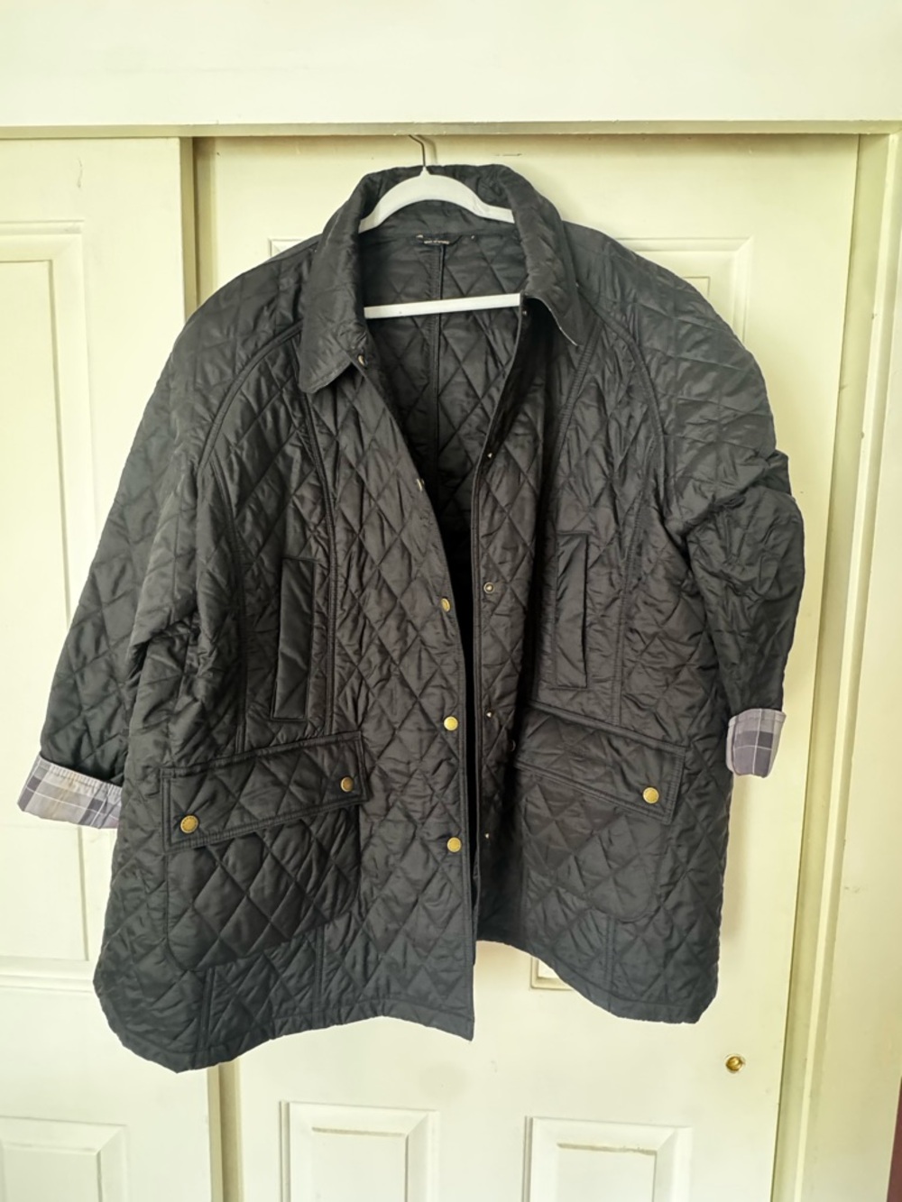 Barbour Black Quilted Utility Jacket with Snap Pockets